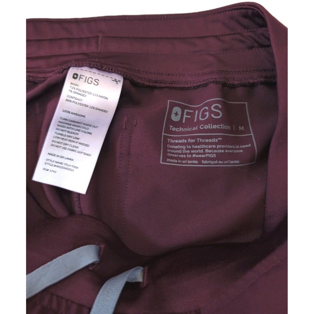 FIGS Women's Burgundy Small Top & Medium Pants Set - Technical Collection - Picture 4 of 5